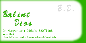 balint dios business card